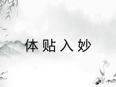 体贴入妙 体贴入妙