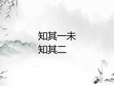 知其一未知其二